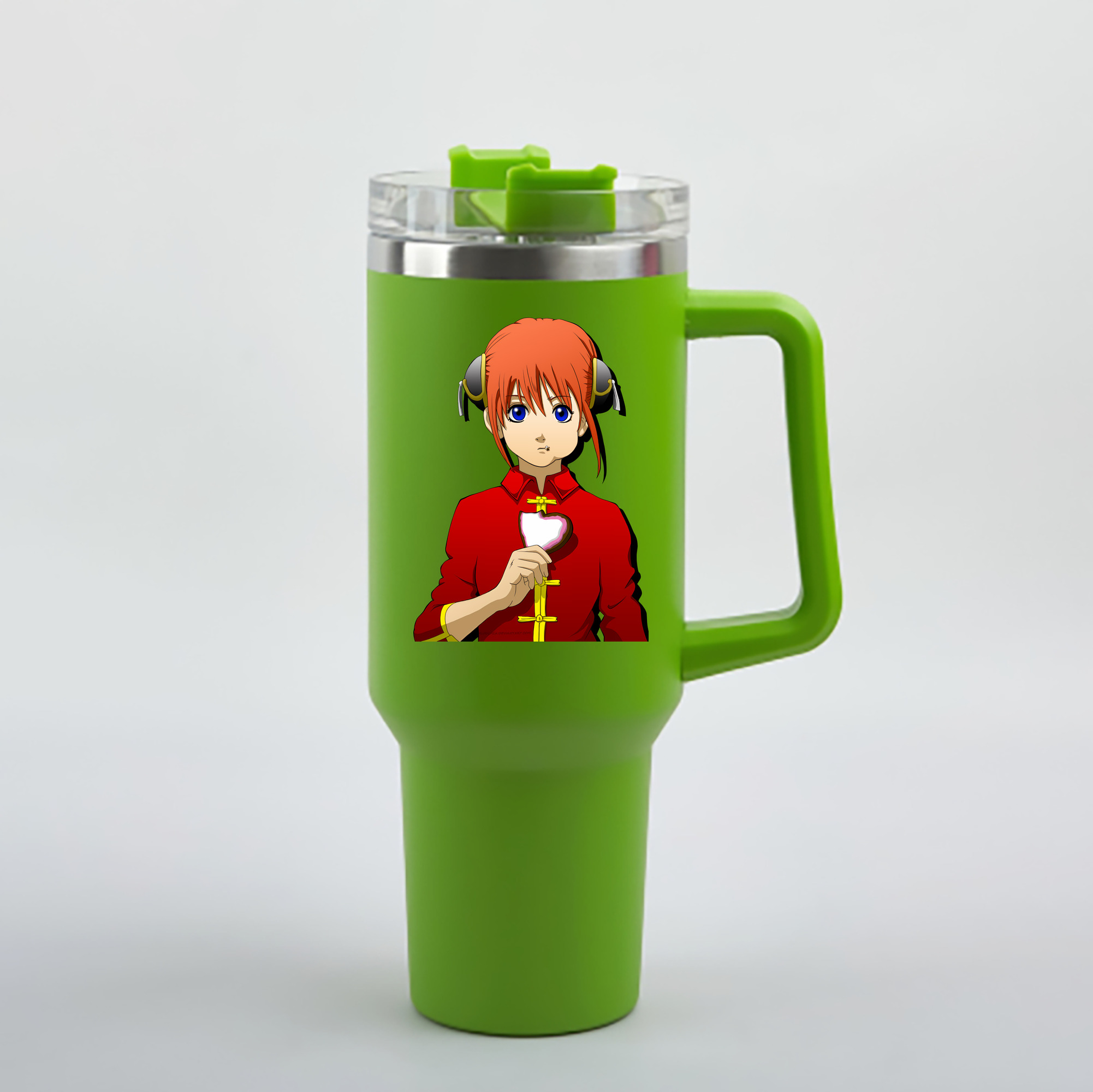 （画像用） ぎんたま 坂田銀時（さかたぎんとき） 神楽 志村新八（しむら しんぱち） GINTAMA Sakata Gintoki Kagura Shimura Shinpachi 1200mL車用タンブラー - クリスタルステッカー（プラスチックストロー付き）